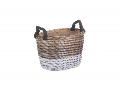 LARGE OVAL TRIPLE TONE CHUNKY STORAGE BASKET with LINING