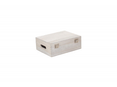 12" WHITE WASH WOODEN BOX