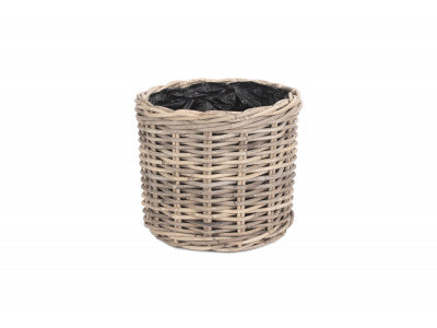 MEDIUM RATTAN ROUND PLANTER with PLASTIC LINING