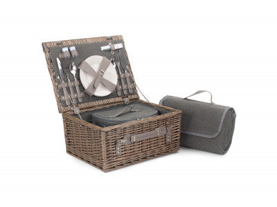 2 PERSON GREY TWEED HAMPER