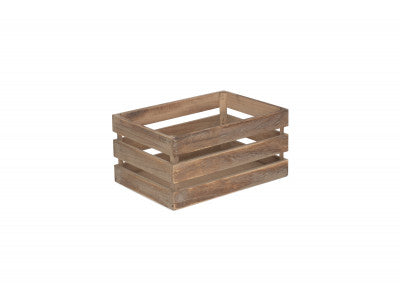 MEDIUM OAK EFFECT SLATTED WOODEN CRATE
