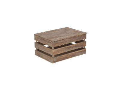 MEDIUM OAK EFFECT SLATTED WOODEN BOX