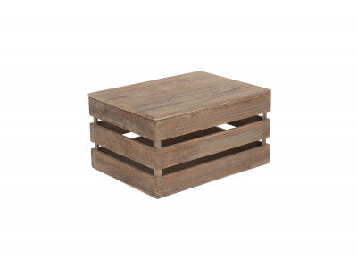 LARGE OAK EFFECT SLATTED WOODEN BOX