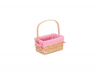 CHIPWOOD SWING HANDLE BASKET with PINK LINING