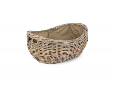 SMALL BOAT SHAPED RATTAN LOG BASKET with CORDURA LINING
