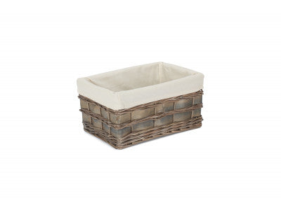 MEDIUM GREY SCANDI STORAGE BASKET with WHITE LINING