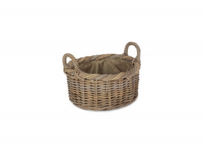 SIZE 1 OVAL RATTAN STORAGE BASKET with CORDURA LINING