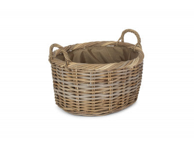 SIZE 2 OVAL RATTAN STORAGE BASKET with CORDURA LINING