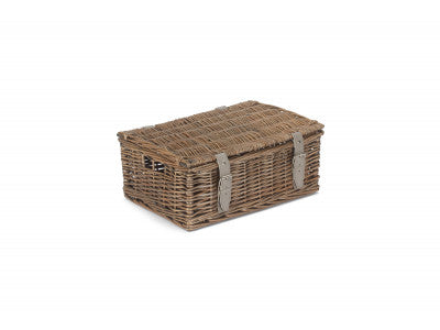 14 inch EMPTY WICKER HAMPER BASKET - ANTIQUE WASH - UNLINED