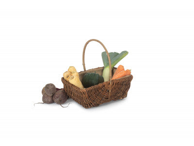MEDIUM RECTANGULAR UNPEELED WILLOW GARDEN TRUG with HESSIAN LINING