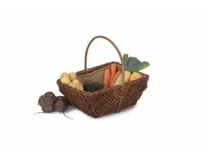 LARGE RECTANGULAR UNPEELED WILLOW GARDEN TRUG with HESSIAN LINING