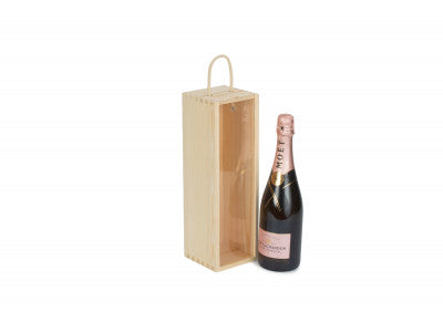 SINGLE BOTTLE WOODEN BOX with CLEAR ACRYLIC SLIDING LID