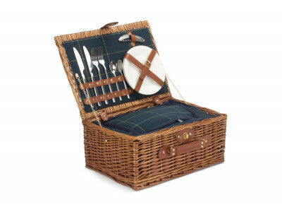 2 PERSON BLUE TWEED HAMPER