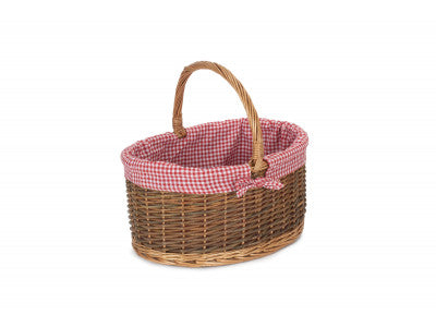 COUNTRY OVAL SHOPPER with RED & WHITE CHECKED LINING