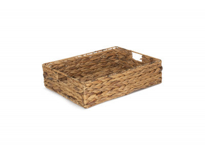 LARGE WATER HYACINTH SHALLOW RECTANGULAR STORAGE BASKET