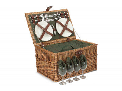 4 PERSON GREEN TWEED CHEST HAMPER