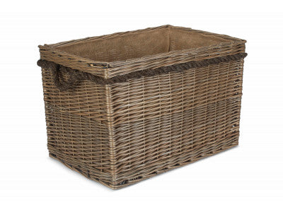 LARGE RECTANGULAR ROPE HANDLED LOG BASKET
