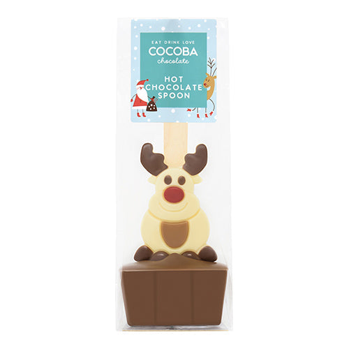 Cocoba Christmas Reindeer Milk Chocolate Hot Chocolate Spoon 50g [WHOLE CASE]