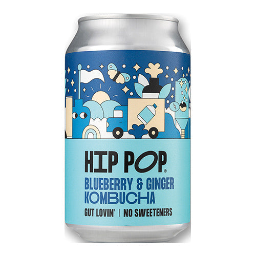 Hip Pop Blueberry Ginger Kombucha 330ml Can  [WHOLE CASE]