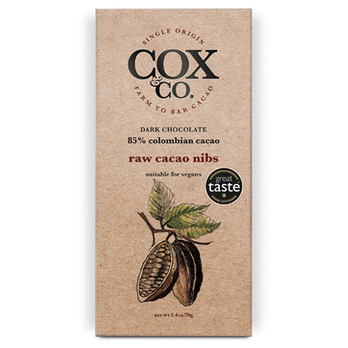 Cox&Co. Raw Cacao Nibs Chocolate Bar 70g by Cox&Co. - The Pop Up Deli