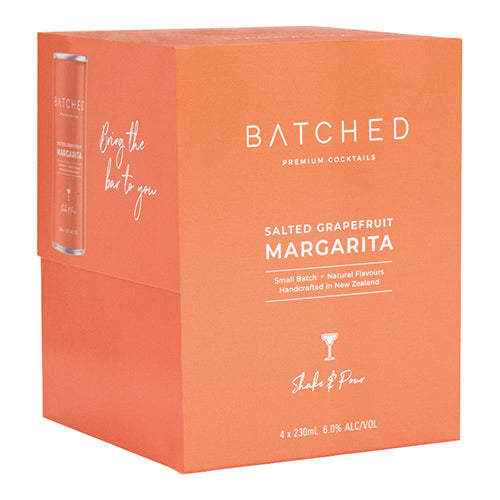 Batched Salted Grapefruit Margarita 4 pack cans 6% ABV Hand Crafted in New Zealand 4x230ml [WHOLE CASE]