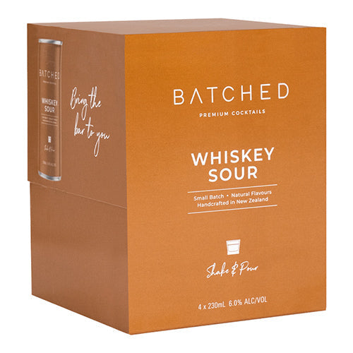 Batched Whisky Sour 4 pack cans 6% ABV Hand Crafted in New Zealand 4x230ml [WHOLE CASE]