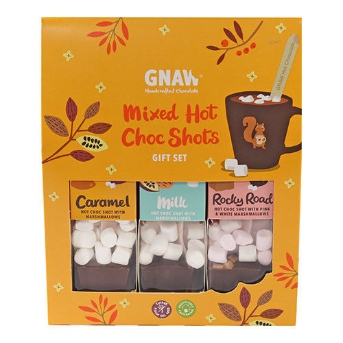 Gnaw Mixed Hot Choc Shot Gift Set (Milk, Caramel and Rocky Road) 135g [WHOLE CASE]
