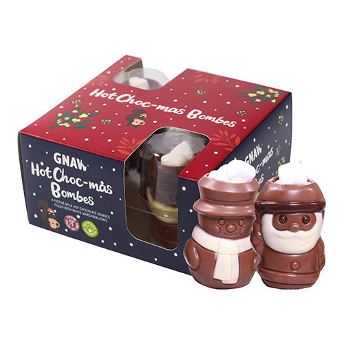 Gnaw Hot Choc-Mas Bombes (Santa & Snowman Hot Choc Bombes) 105g [WHOLE CASE]