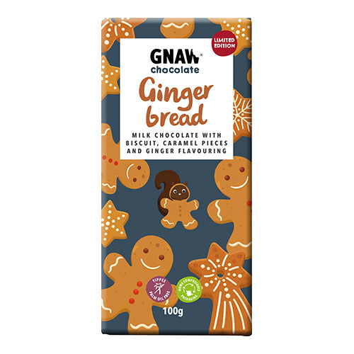 Gnaw Gingerbread Milk Chocolate Bar 100g [WHOLE CASE]