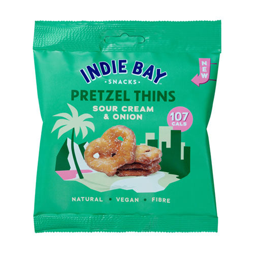 Indie Bay Snacks Pretzel Thins Sour Cream & Onion 24g [WHOLE CASE] by Indie Bay Snacks - The Pop Up Deli
