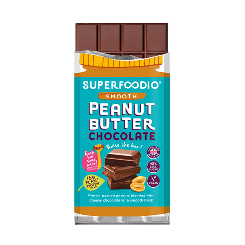 Superfoodio Vegan Smooth Peanut Butter Chocolate Bar 90g [WHOLE CASE] by Superfoodio - The Pop Up Deli
