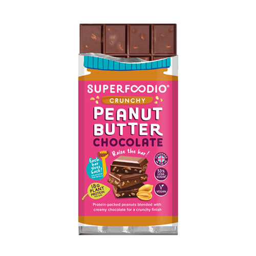 Superfoodio Vegan Crunchy Peanut Butter Chocolate Bar 90g [WHOLE CASE] by Superfoodio - The Pop Up Deli