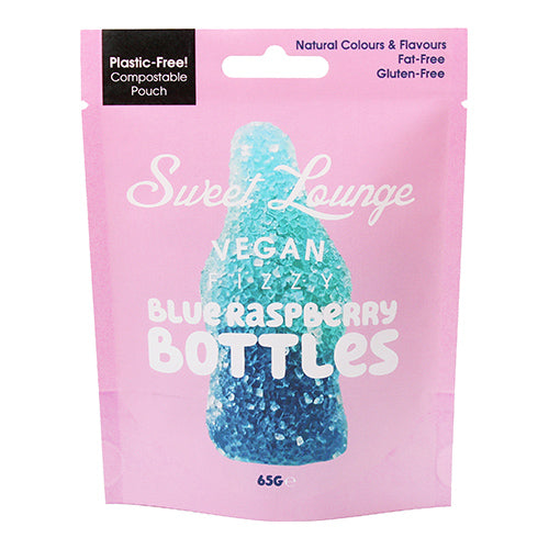 Sweet Lounge Vegan Fizzy Blue Raspberry Bottles Pouch 65g [WHOLE CASE] by Sweet Lounge - The Pop Up Deli
