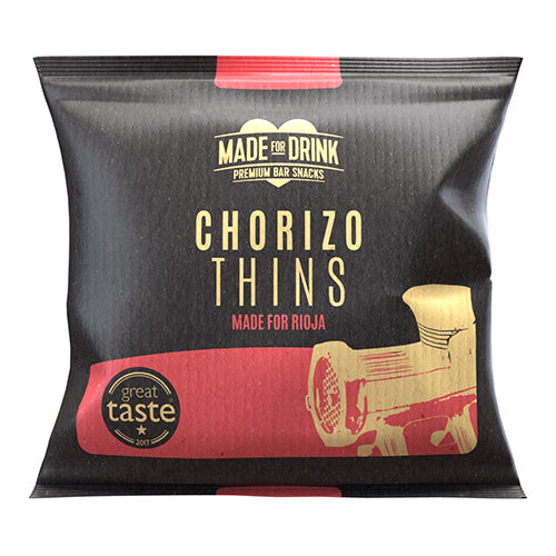 Made For Drink Chorizo Thins 18g [WHOLE CASE] by Made For Drink - The Pop Up Deli