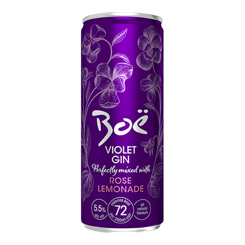 Boe Gin Violet & Rose Lemonade 250ml Can  [WHOLE CASE]