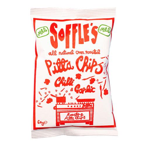 Soffle's Pitta Chips Chilli and Garlic MILD 60g [WHOLE CASE] by Soffle's Pitta Chips - The Pop Up Deli