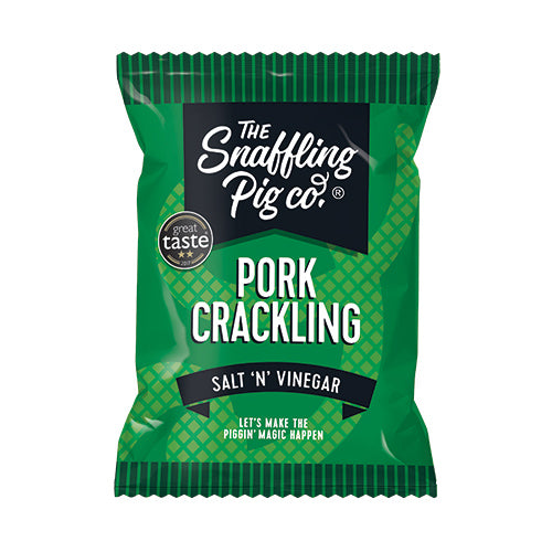 Snaffling Pig Salt & Vinegar Pork Crackling Packets 45g [WHOLE CASE] by Snaffling Pig - The Pop Up Deli