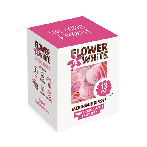 Flower & White Meringue Drops - White Chocolate & Raspberry [WHOLE CASE] by Flower & White - The Pop Up Deli