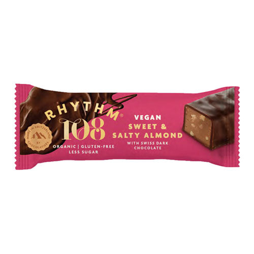RHYTHM108 Organic Swiss Chocolate Bar - Sweet'n Salty Almond [WHOLE CASE] by RHYTHM108 - The Pop Up Deli