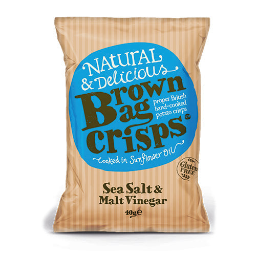 Brown Bag Crisps Sea Salt and Malt Vinegar 40g [WHOLE CASE] by Brown Bag - The Pop Up Deli