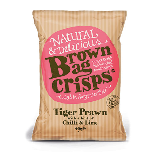 Brown Bag Crisps Tiger Prawn Chilli and Lime 40g [WHOLE CASE] by Brown Bag - The Pop Up Deli