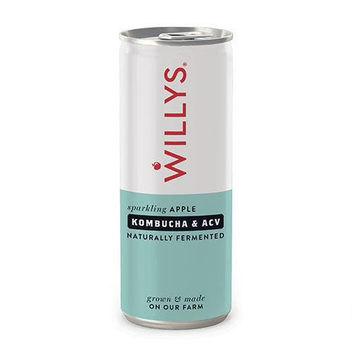 Willy's Sparkling Apple Drink with Kombucha & ACV 250ml Can [WHOLE CASE] by Willy's Ltd - The Pop Up Deli