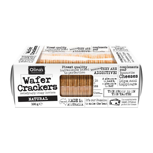 Olina's Bakehouse Wafer Crackers - Natural 100g [WHOLE CASE] by Olina's Bakehouse - The Pop Up Deli
