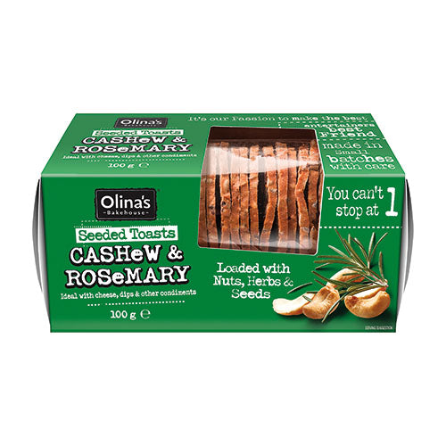 Olina's Bakehouse Seeded Toasts - Cashew and Rosemary 100g [WHOLE CASE] by Olina's Bakehouse - The Pop Up Deli