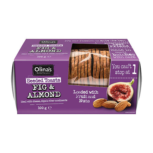 Olina's Bakehouse Seeded Toasts - Fig and Almond 100g [WHOLE CASE] by Olina's Bakehouse - The Pop Up Deli