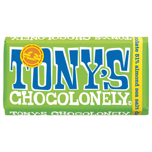 Tony's Chocolonely Dark Chocolate 51% Almond Sea Salt 180g [WHOLE CASE] by Tony's Chocolonely - The Pop Up Deli