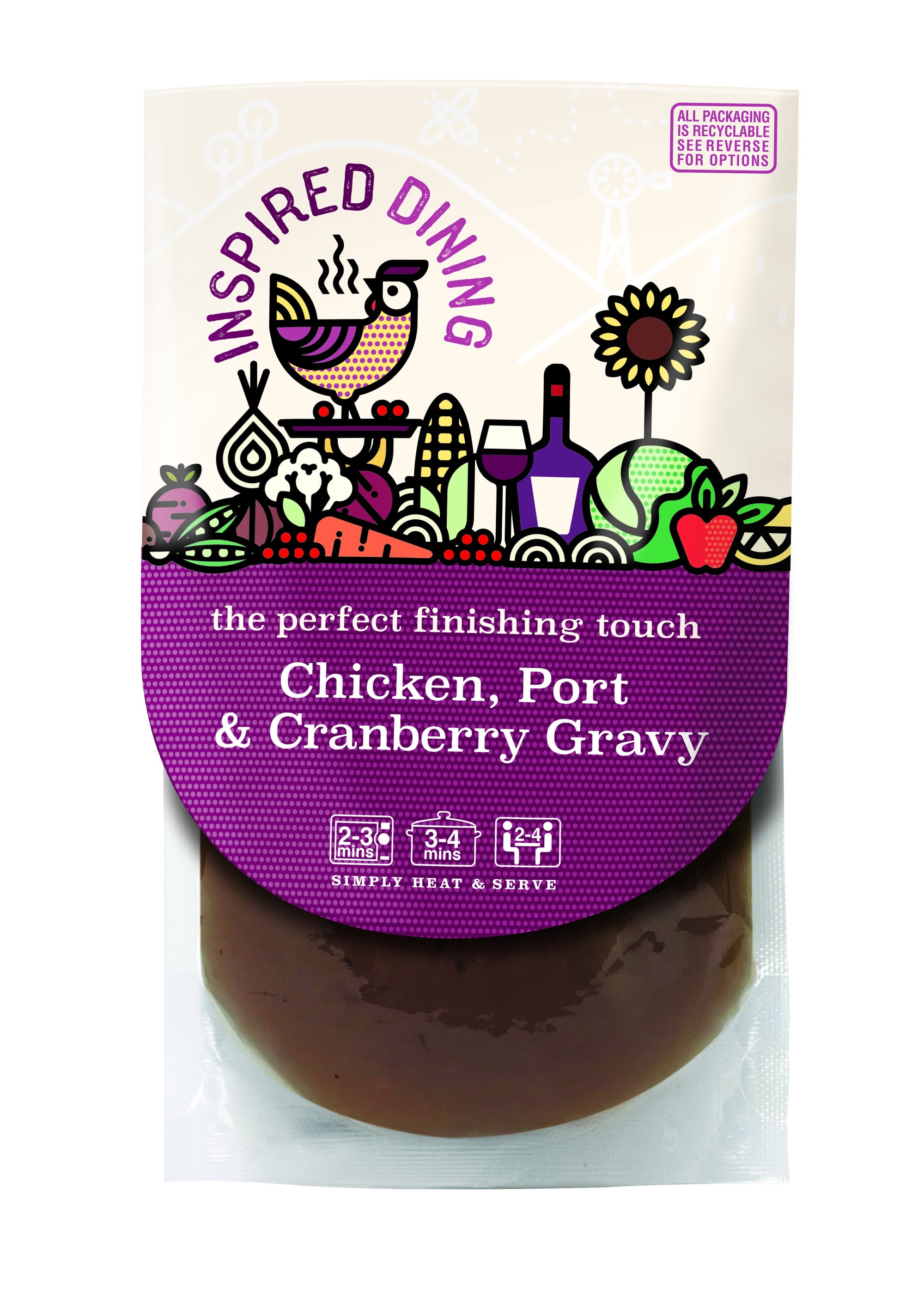 Inspired Dining Chicken, Cranberry & Port Gravy 200g [WHOLE CASE] by Inspired Dining - The Pop Up Deli
