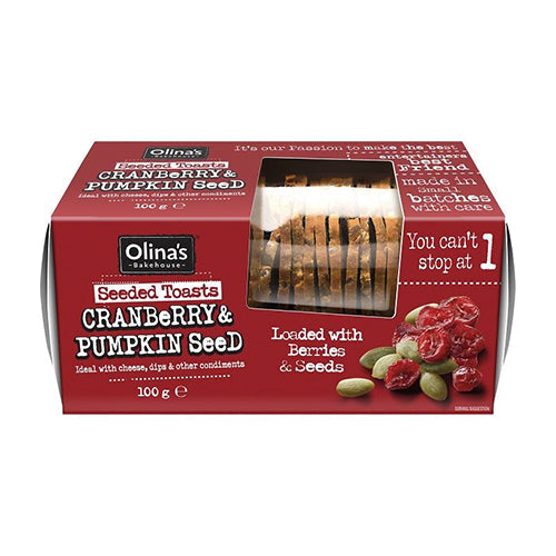 Olina's Bakehouse Seeded Toasts - Cranberry & Pumpkin Seed 100g [WHOLE CASE] by Olina's Bakehouse - The Pop Up Deli