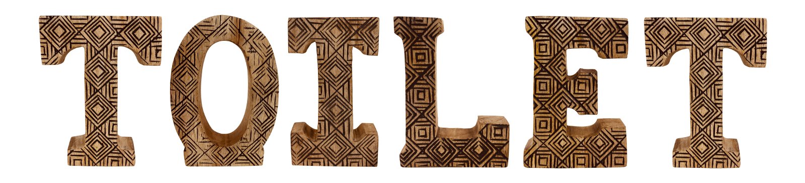 Hand Carved Wooden Geometric Letters Toilet