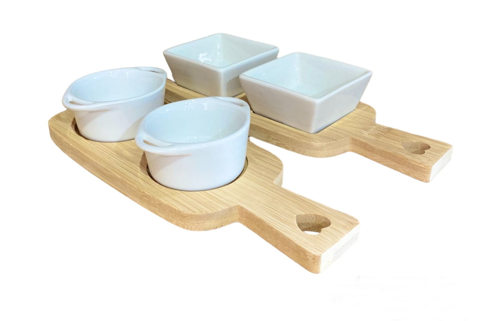 Dip Dishes On Bamboo Tray